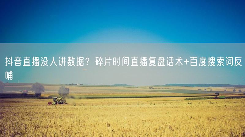 抖音直播没人讲数据？碎片时间直播复盘话术+百度搜索词反哺