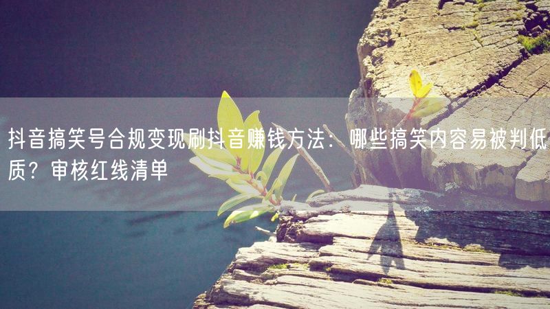 抖音搞笑号合规变现刷抖音赚钱方法：哪些搞笑内容易被判低质？审核红线清单