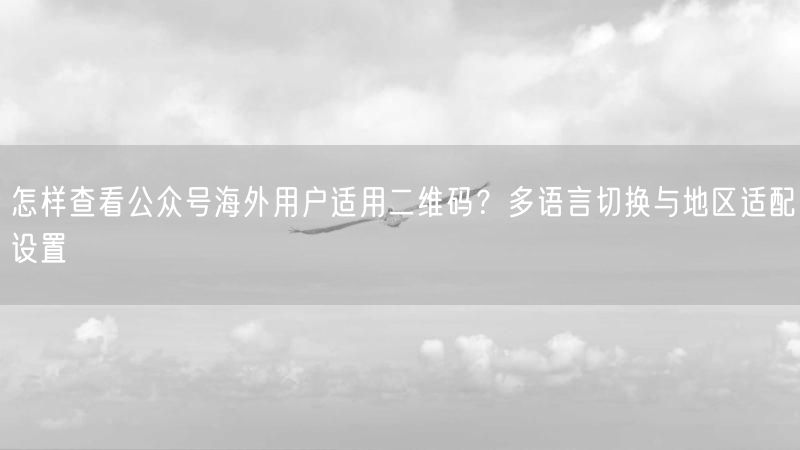 怎样查看公众号海外用户适用二维码？多语言切换与地区适配设置