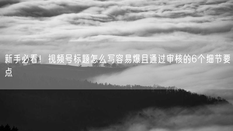 新手必看！视频号标题怎么写容易爆且通过审核的6个细节要点