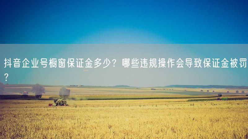 抖音企业号橱窗保证金多少？哪些违规操作会导致保证金被罚？