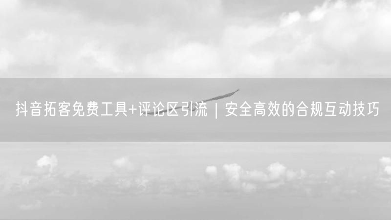 抖音拓客免费工具+评论区引流｜安全高效的合规互动技巧