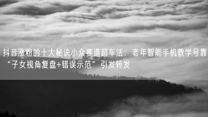 抖音涨粉的十大秘诀小众赛道超车法：老年智能手机教学号靠“子女视角复盘+错误示范”引发转发