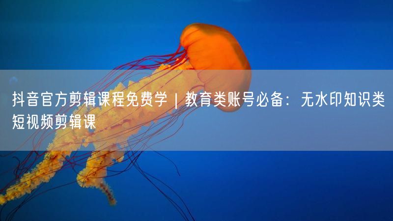 抖音官方剪辑课程免费学｜教育类账号必备：无水印知识类短视频剪辑课